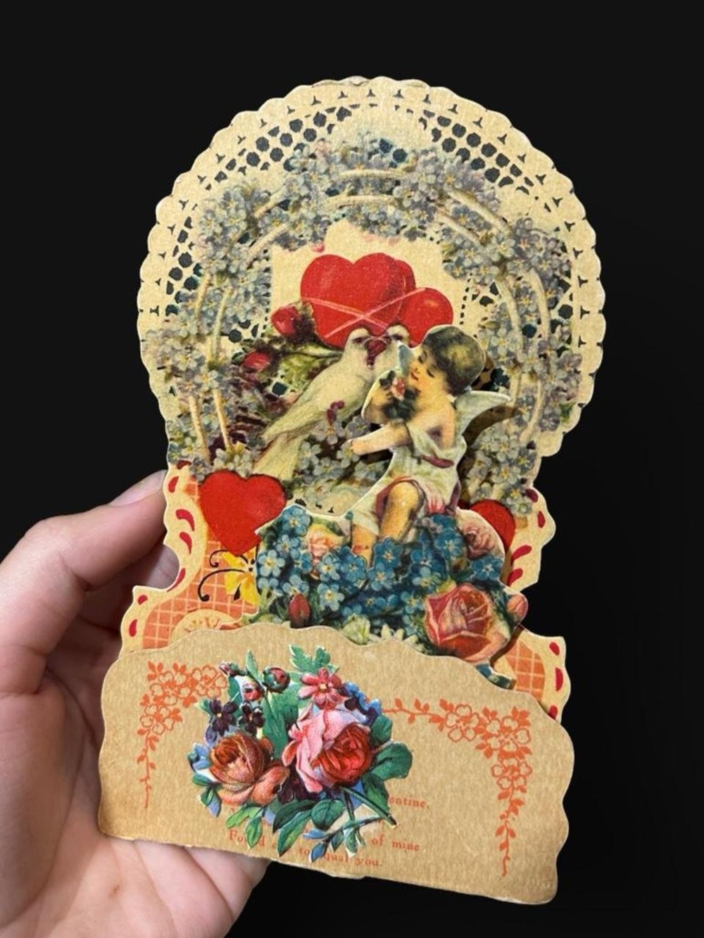 Vintage Red & Cream Valentine Pop-Up Card - Brand Unknown